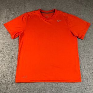 Nike Shirt‎ Mens Large Orange Solid Logo Dri-Fit Sportswear Moisture Wick Tee